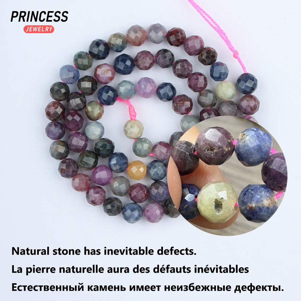 Natural Ruby Sapphire Faceted Beads Untreated Beads for Jewelry Making DIY, Wholesale Stone Beads