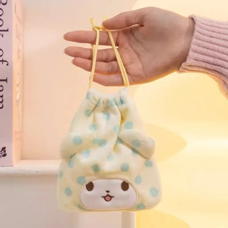 Sanrio Hello Kitty Kuromi Marumofubiyori Cogimyun Kawaii Character Plush Stuffed Toy Drawstring Cartoon Bag Change Purse Gifts