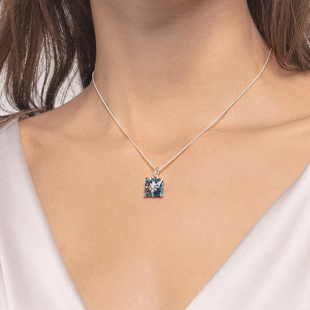 Star Blue Stone Pendant Europe Accessories Brand New Fashion Jewelry Trendy Gift for Women