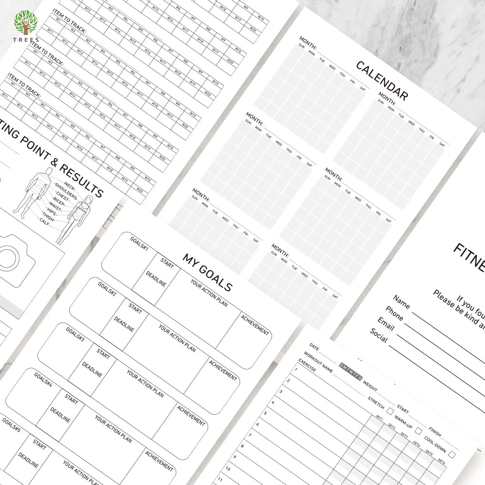 1Pc Fitness Plan Book Suitable for Women and Men, Training Log, Daily Health, with an A3 Large Calendar