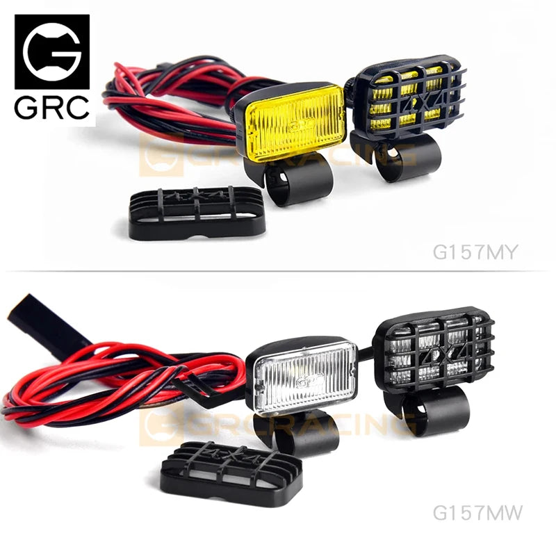 GRC G157MW/Y RC Car 1/8 1/10 Fog Light 17mm Rectangular Spot Light with Lampshade Simulation Off-road Exploration Headlight