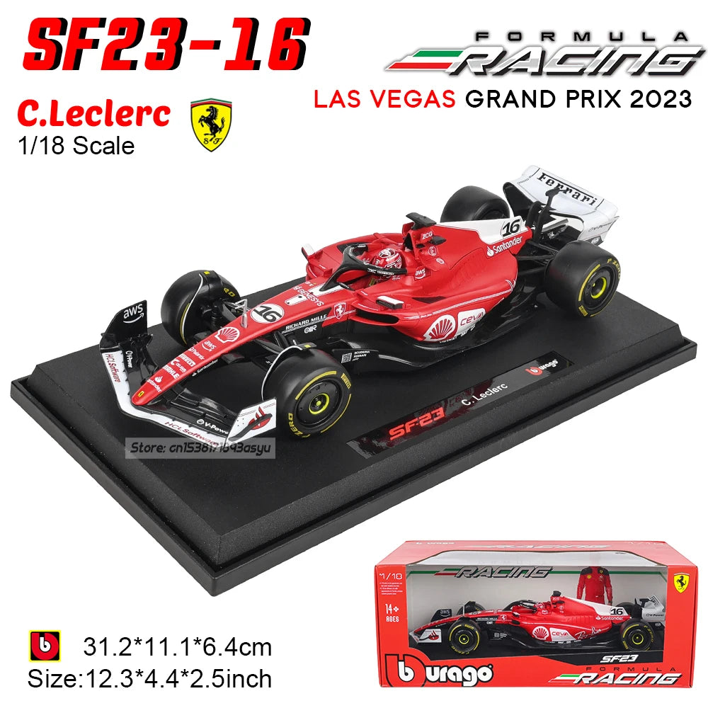 Bburago 1:18 New 2023 SF23 F1 Racing #16 Charles Leclerc #55 Carlos Sainz Static Car Model Vehicles Formula 1 Alloy Toy Vehicle