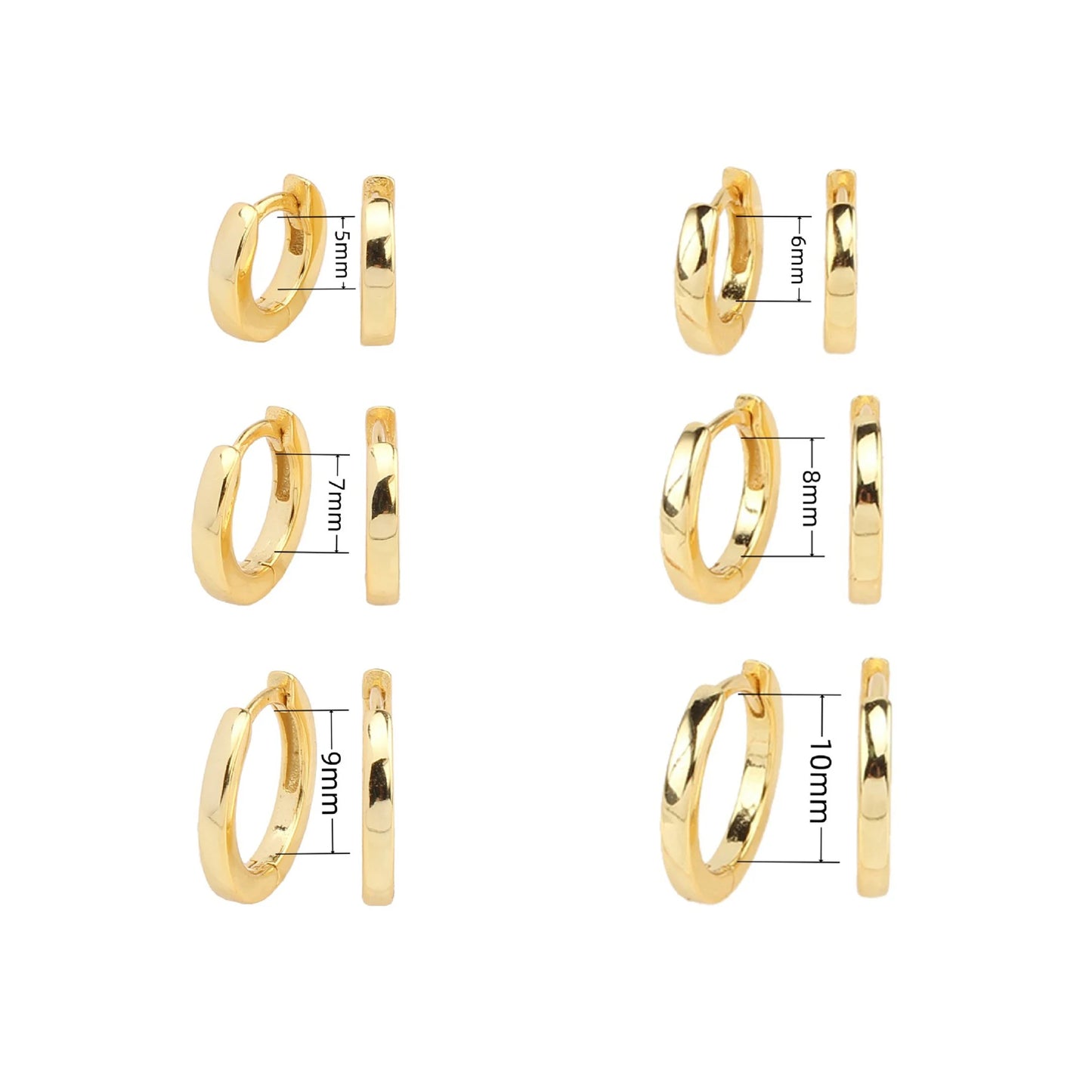 Real 925 Sterling Silver Simple Round Hoop Earrings for Women 18K Gold Plated Minimalist Huggies Ear Buckle Jewelry Accessories