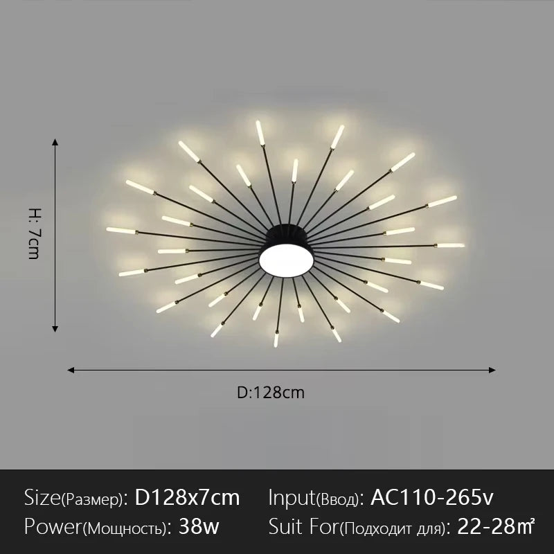 Modern Flower Shape Ceiling Lamp for Living Room Dining Room Flush Mount Metal Acrylic Sputnik Firework Petal Lighting Fixture