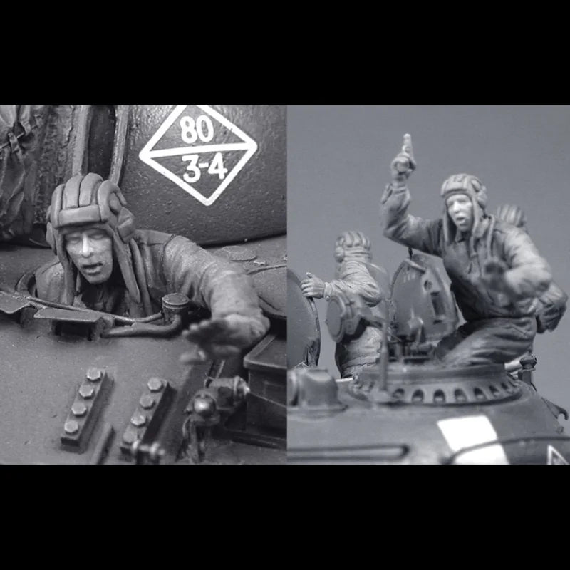 Miniature Toy 1/35 Resin Soldier Model Kit History Mini Soviet Tank Soldier Two GK Statue Unassembled and Unpainted DIY Diorama