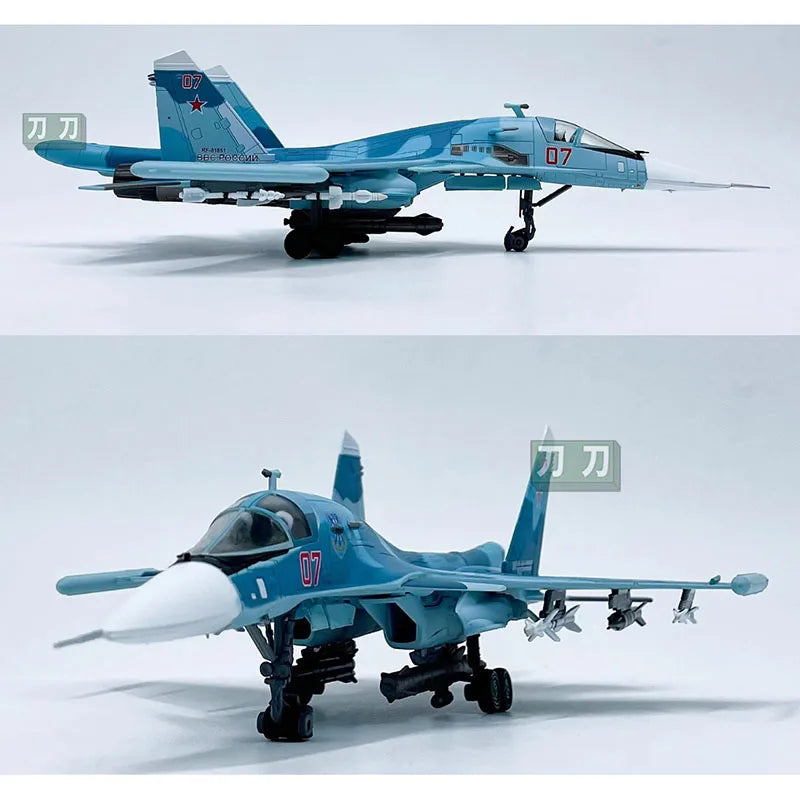 Diecast 1:100 Proportional Russian Su-34 SU34 Simulation Military Fighter Alloy Finished Airplane Model Aviation Plane for Boys
