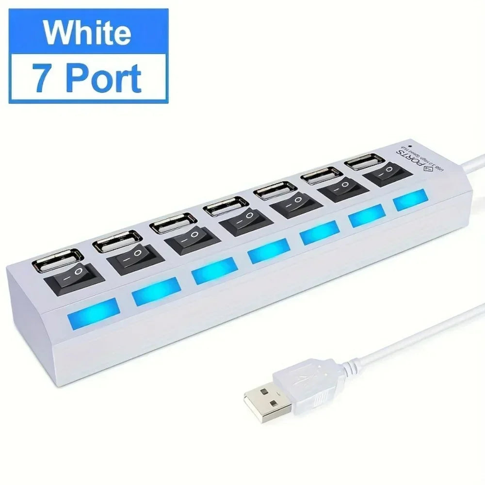 USB 3.0 Hub 4 Port 7 Port High Speed Data Transfer Expander with Led Switch Lamp Power Adapter For PC Laptop Flash Drive U Disk