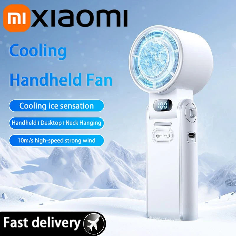 XIAOMI 3600mAh Portable Air Cooling Turbo Fan 100 Wind Speeds Adjustable Outdoor Foldable Student Handheld Fan with Lanyard