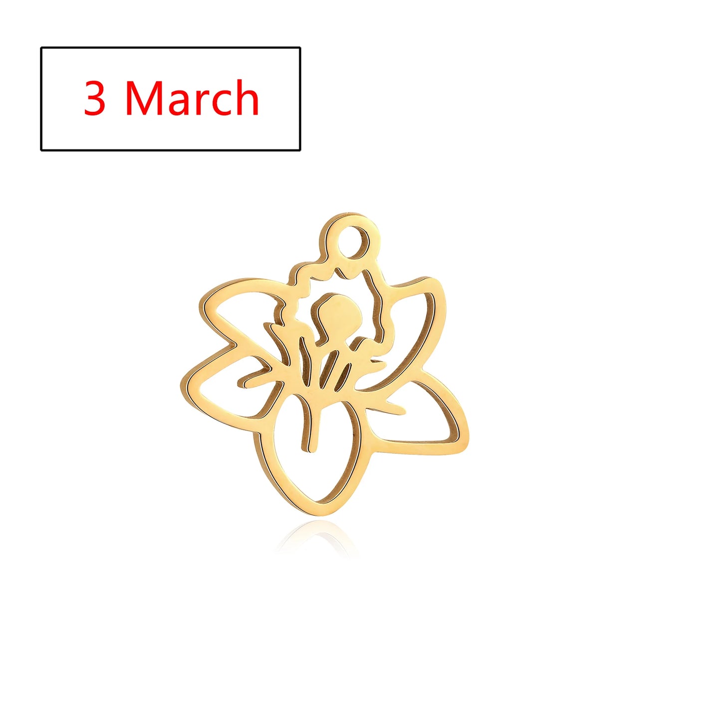 5Pcs Stainless Steel Birth Month Flower Charms Birthday Flower Dangles Plant Floral Pendant DIY Necklace Earrings Jewelry Making