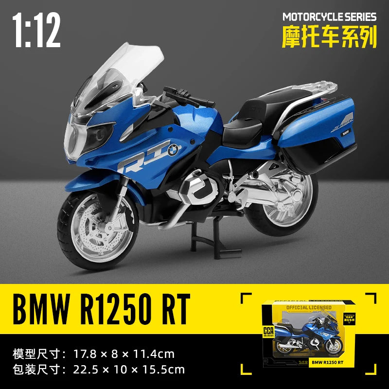 MSZ CCA 1:12 BMW R1250GS S1000R with base alloy die-cast car motorcycle model, toy gift giving, die-cast static motorcycle model