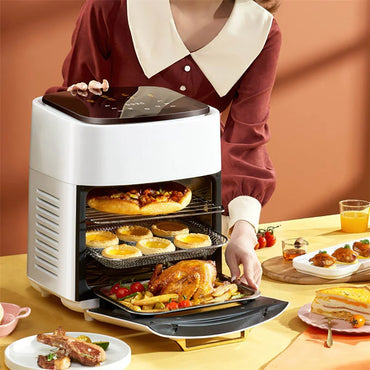 Grande friteuse à air numérique multifonction, four électrique, décollage, écran tactile, fenêtre visible, sans huile, 15l