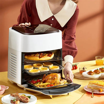 Grande friteuse à air numérique multifonction, four électrique, décollage, écran tactile, fenêtre visible, sans huile, 15l