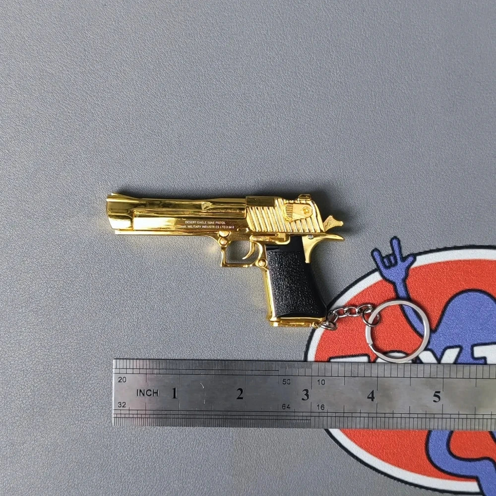 Mini Golden 1:3 Scale Alloy Desert Eagle Pistol Keychain Perfect Detachable Model Gift For Children/Men/Gun Lovers And Collect