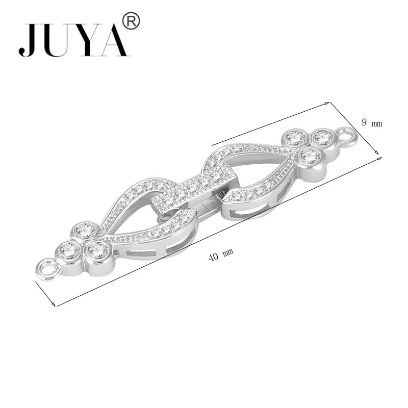 Jewellery Making Supplies Copper Inlaid AAA CZ Rhinestone Round Heart Clasps For Bracelets Making Fastening Jewelry Findings