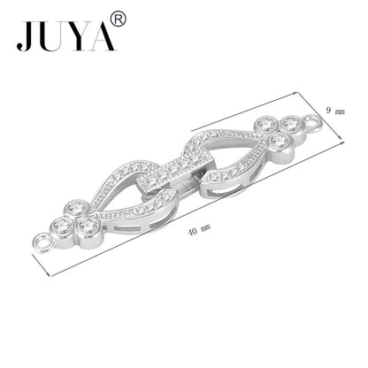 Jewellery Making Supplies Copper Inlaid AAA CZ Rhinestone Round Heart Clasps For Bracelets Making Fastening Jewelry Findings