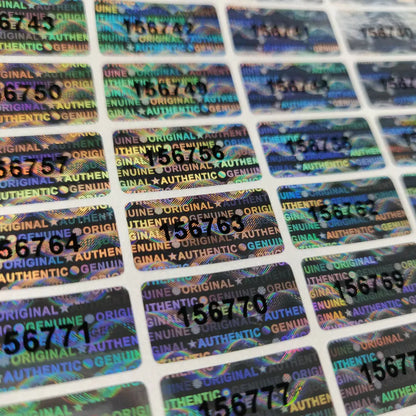5000pcs Serial Number Holographic GENUINE AUTHENTIC Warranty Void Tamper Proof Evident Sticker 20mm x 10mm