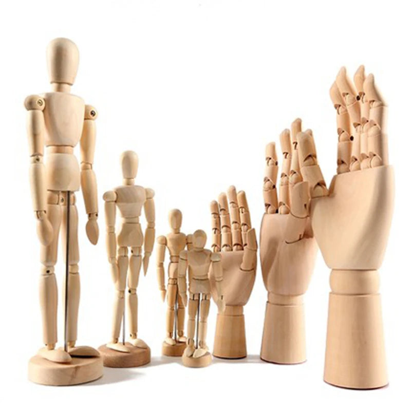 Wooden Hands Model 7/10/12 Inch Male/Female/Child Left/Right Hand Drawing Model Movable Joint Art Painting Sketch Handcrafts