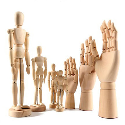 Wooden Hands Model 7/10/12 Inch Male/Female/Child Left/Right Hand Drawing Model Movable Joint Art Painting Sketch Handcrafts