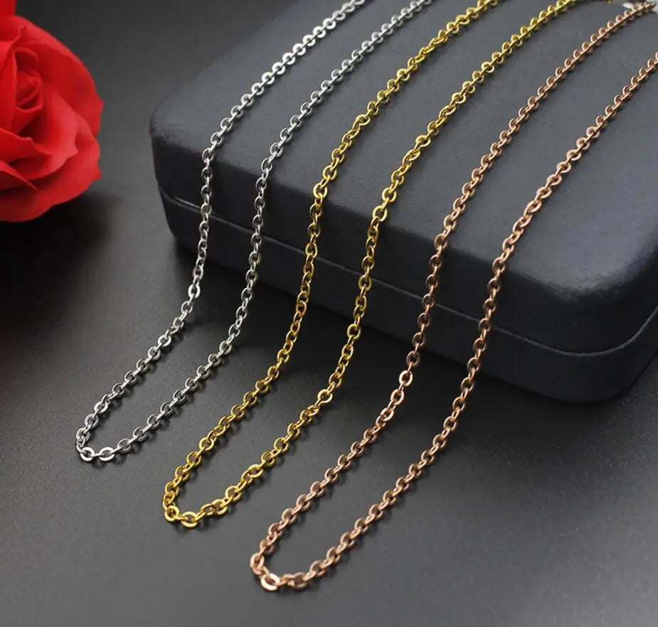 1pc 60+5cm Stainless Steel Necklace Chains 60cm with 5cm Adjustable Chain DIY Jewelry Making Materials