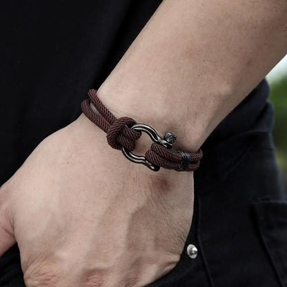 MKENDN Navy style Camping Parachute cord Survival Anchor Bracelet Men Women with Black Stainless Steel Sport Buckle