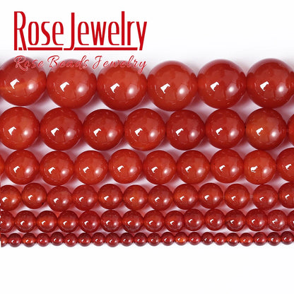 AAAAA Natural Stone Red Agates Carnelian Round Gem Loose Beads 15" Strand 4 6 8 10 12 14 16 MM Pick Size For Jewelry Making