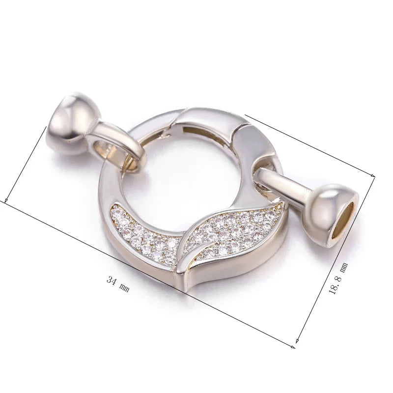 Jewellery Making Supplies Copper Inlaid AAA CZ Rhinestone Round Heart Clasps For Bracelets Making Fastening Jewelry Findings