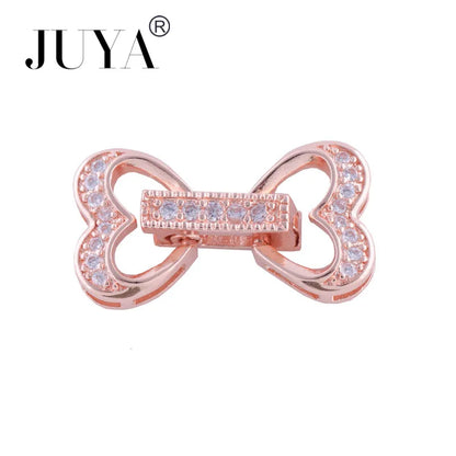 Jewellery Making Supplies Copper Inlaid AAA CZ Rhinestone Round Heart Clasps For Bracelets Making Fastening Jewelry Findings