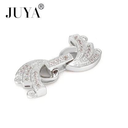 Jewellery Making Supplies Copper Inlaid AAA CZ Rhinestone Round Heart Clasps For Bracelets Making Fastening Jewelry Findings