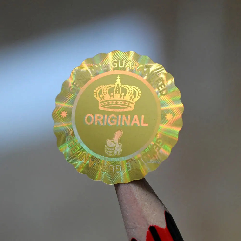 20x20mm 25x25mm Original Genuine Guaranteed VOID Hologram sticker with crown Thumbs up Quality in Flower shape 2000pcs per lot