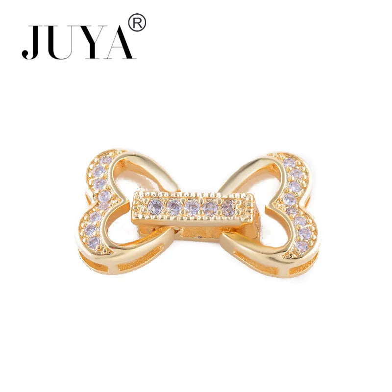 Jewellery Making Supplies Copper Inlaid AAA CZ Rhinestone Round Heart Clasps For Bracelets Making Fastening Jewelry Findings