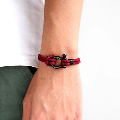 MKENDN Navy style Camping Parachute cord Survival Anchor Bracelet Men Women with Black Stainless Steel Sport Buckle