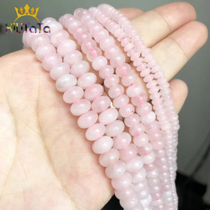 Natural Stone Beads Pink Quartz Rondelle Round Loose Spacer Beads For Jewelry Making Bracelet Charms Accessories 15" 4/6/8mm