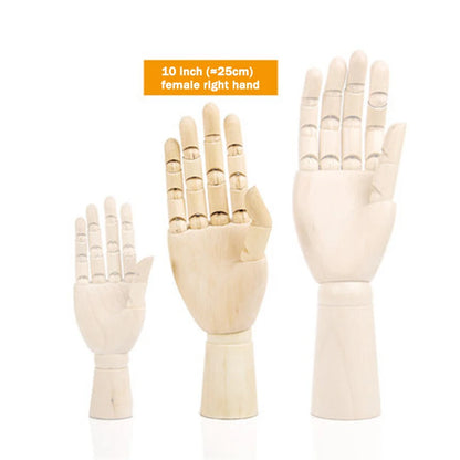 Wooden Hands Model 7/10/12 Inch Male/Female/Child Left/Right Hand Drawing Model Movable Joint Art Painting Sketch Handcrafts