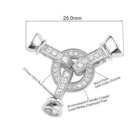 Jewellery Making Supplies Copper Inlaid AAA CZ Rhinestone Round Heart Clasps For Bracelets Making Fastening Jewelry Findings