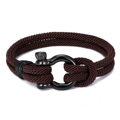 MKENDN Navy style Camping Parachute cord Survival Anchor Bracelet Men Women with Black Stainless Steel Sport Buckle