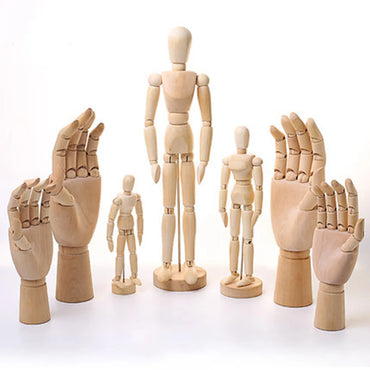 Wooden Hands Model 7/10/12 Inch Male/Female/Child Left/Right Hand Drawing Model Movable Joint Art Painting Sketch Handcrafts