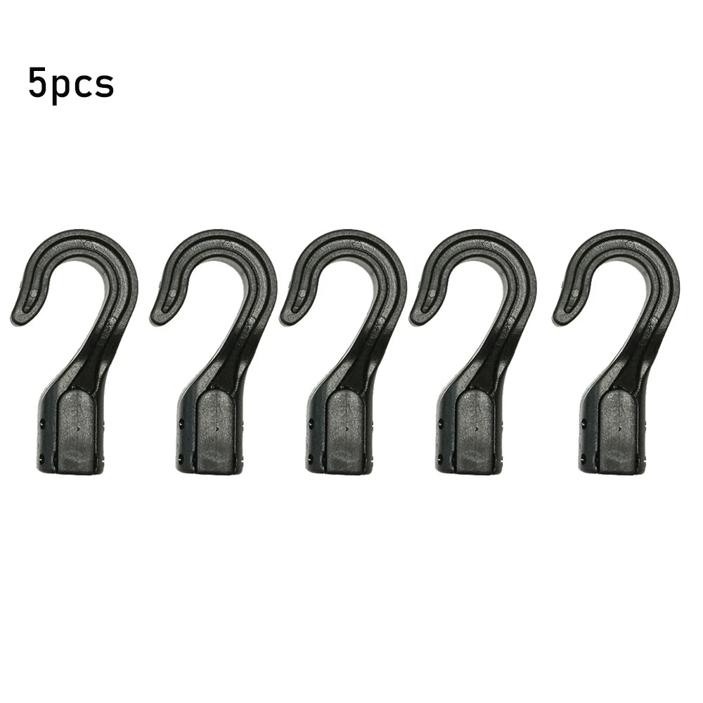 5PCS Heavy-Duty Plastic Open End Cord Hooks Snap Boats Kayak Rope Buckle Tent Hook Bungee Cord Straps Outdoor Camping Tools