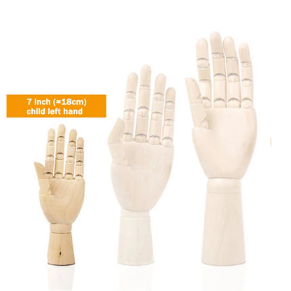 Wooden Hands Model 7/10/12 Inch Male/Female/Child Left/Right Hand Drawing Model Movable Joint Art Painting Sketch Handcrafts