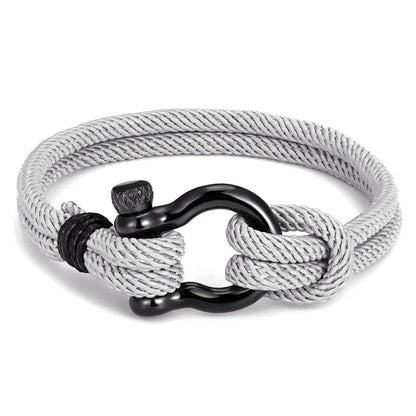 MKENDN Navy style Camping Parachute cord Survival Anchor Bracelet Men Women with Black Stainless Steel Sport Buckle