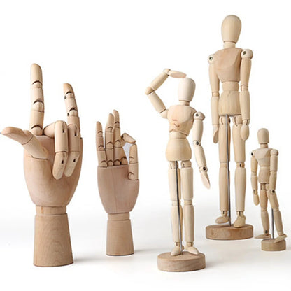 Wooden Hands Model 7/10/12 Inch Male/Female/Child Left/Right Hand Drawing Model Movable Joint Art Painting Sketch Handcrafts