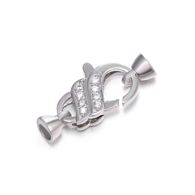 Jewellery Making Supplies Copper Inlaid AAA CZ Rhinestone Round Heart Clasps For Bracelets Making Fastening Jewelry Findings