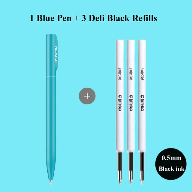 NUSIGN 0.5MM Frosted Neutral Gel Pen Turning Core Black Signature Pen Writing Stationery Students Office Supplies