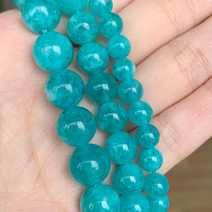 Natural Stone Beads Amazonite Blue Apatite Strawberry Quartzs Loose Round Beads for Jewelry Making DIY Bracelet 15inch Mineral