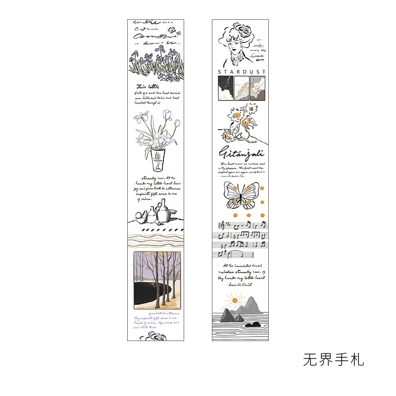 Mohamm Vintage Flower Plant Masking Washi Tape for Scrapbooking Journal Planner School Supplies Stationery