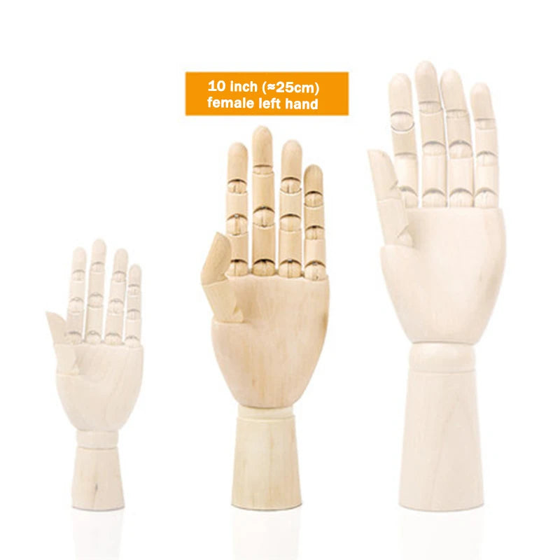 Wooden Hands Model 7/10/12 Inch Male/Female/Child Left/Right Hand Drawing Model Movable Joint Art Painting Sketch Handcrafts