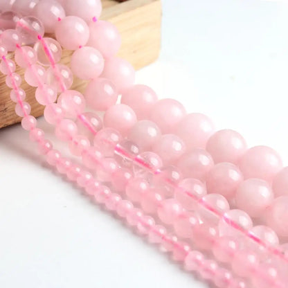 4/6/8/10/12 mm Natural Rose Pink Quartzs Crystals Stone Round Loose Beads For Jewellery Making Bracelet 15" Strand