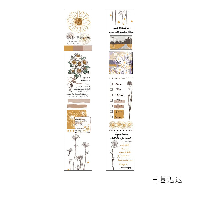 Mohamm Vintage Flower Plant Masking Washi Tape for Scrapbooking Journal Planner School Supplies Stationery