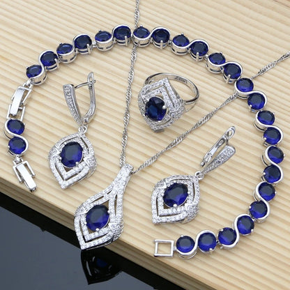 925 Silver Jewelry Natural Purple Amethyst White Topaz Jewelry Sets Earrings Necklace Sets for Women Ruby Birthstone Jewellry
