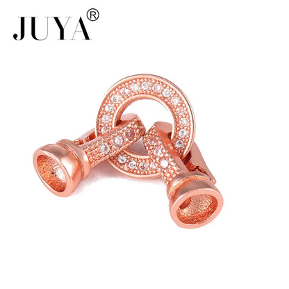 Jewellery Making Supplies Copper Inlaid AAA CZ Rhinestone Round Heart Clasps For Bracelets Making Fastening Jewelry Findings