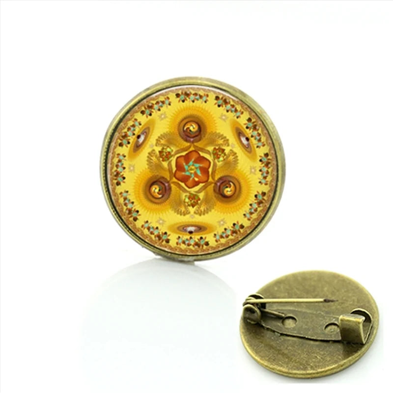 TAFREE Steampunk jewelry Vintage Egyptian Brooches pins Glass cabochon clock gears pin Fashion mandala Christmas gift C172